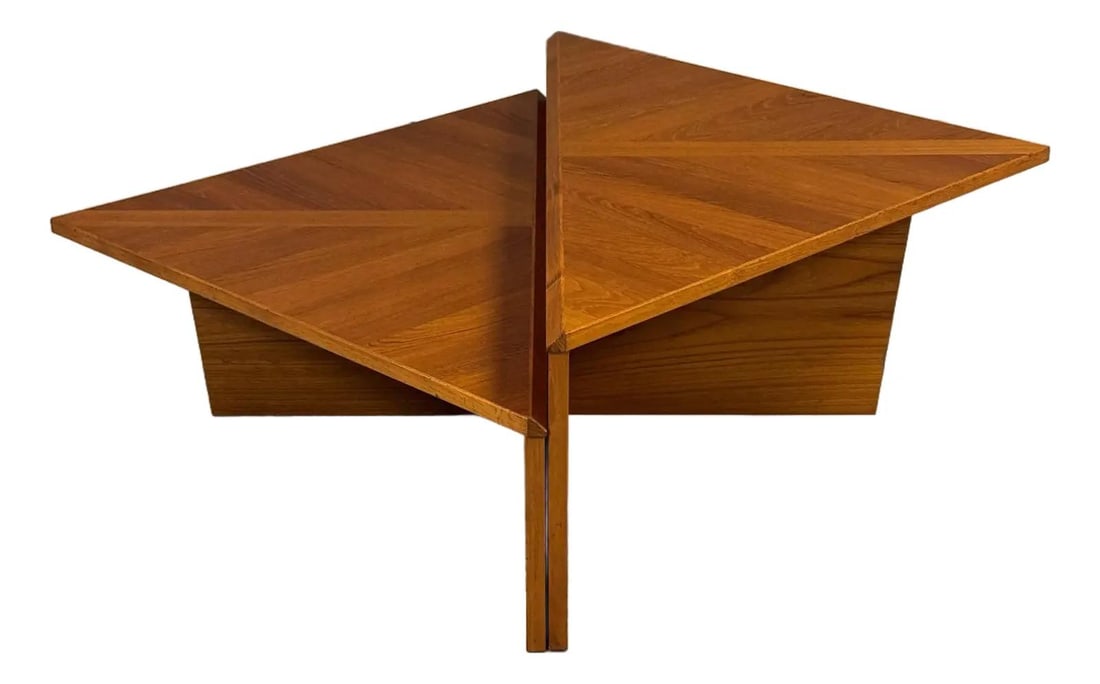 1970s Danish Modern Teak Coffee Tables by Laurits M. Larsen - Set of 2: 1970s Danish Modern Teak Coffee Tables by Laurits M. Larsen - Set of 2 This pair of 1970s Danish Modern coffee tables by Laurits M. Larsen features a unique split triangular design. When placed togeth