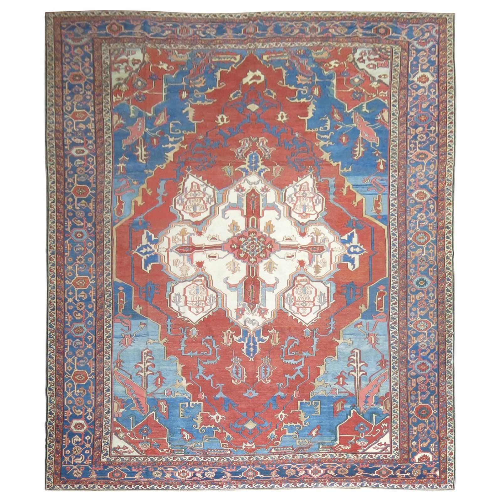 Zabihi Collection 19th Century Hand-Woven Persian Serapi Heriz Rug 12'1'' x 16'4'': Zabihi Collection 19th Century Hand-Woven Persian Serapi Heriz Rug 12'1'' x 16'4'' Discover the beauty of the Zabihi Collection Antique Persian Serapi Heriz Rug, a stunning addition to any space. This