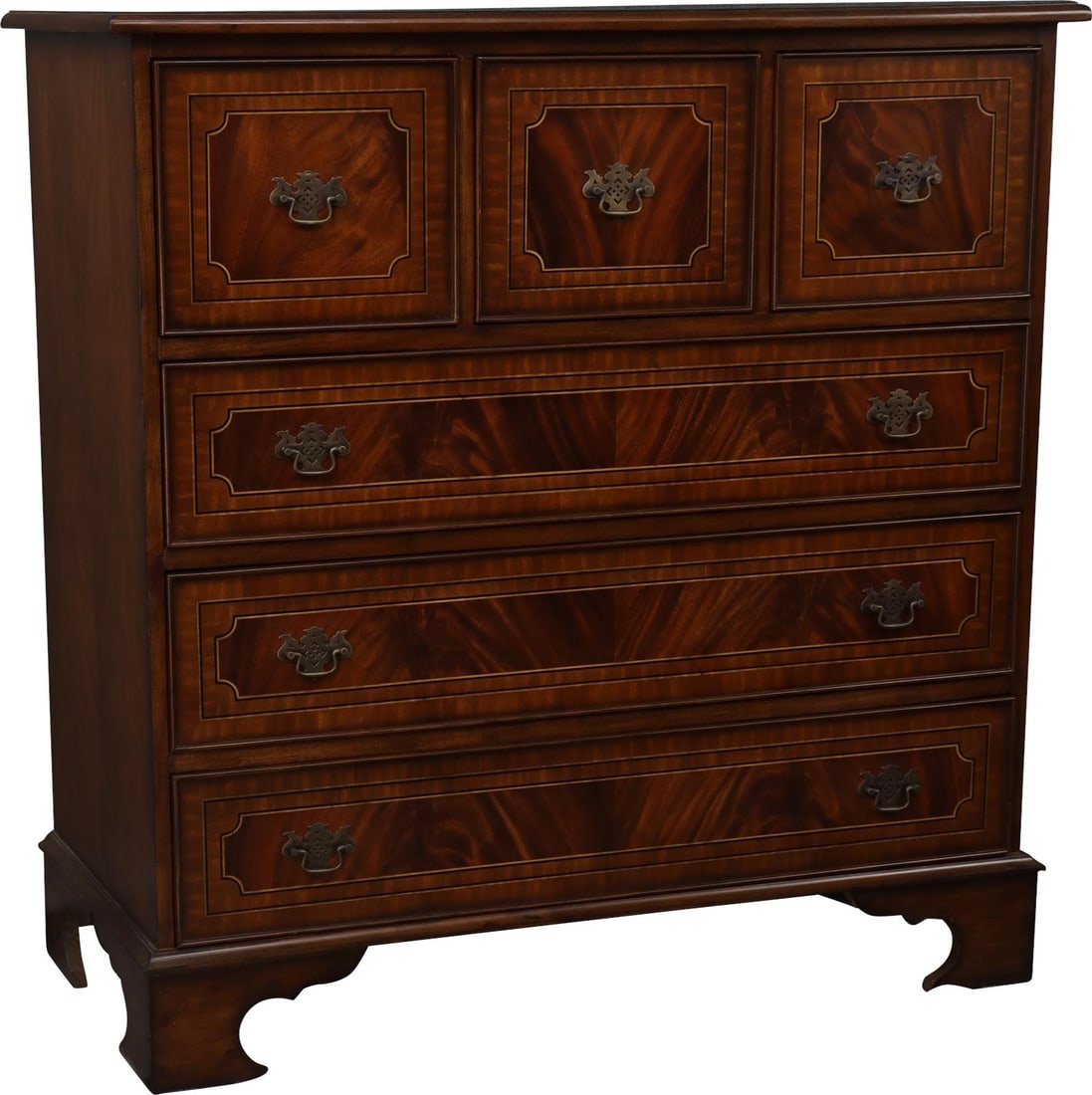 English Style Mahogany Chest with Brass Hardware: English Style Mahogany Chest with Brass Hardware This exquisite Traditional Mahogany Chest is a perfect blend of elegance and functionality. Crafted with a stunning finish of traditional mahogany, it 