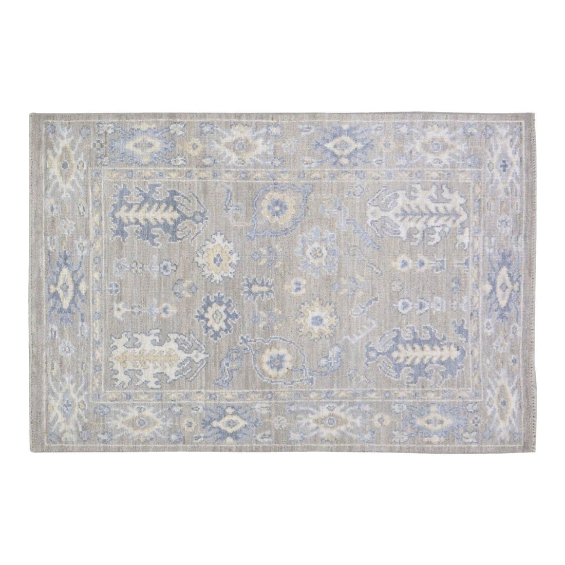 4x6 Handcrafted Wool Area Rug in Turkish Oushak Style: 4x6 Handcrafted Wool Area Rug in Turkish Oushak Style This Turkish Oushak rug is hand-knotted from wool using traditional techniques, combining enduring craftsmanship with a modern design sensibility.