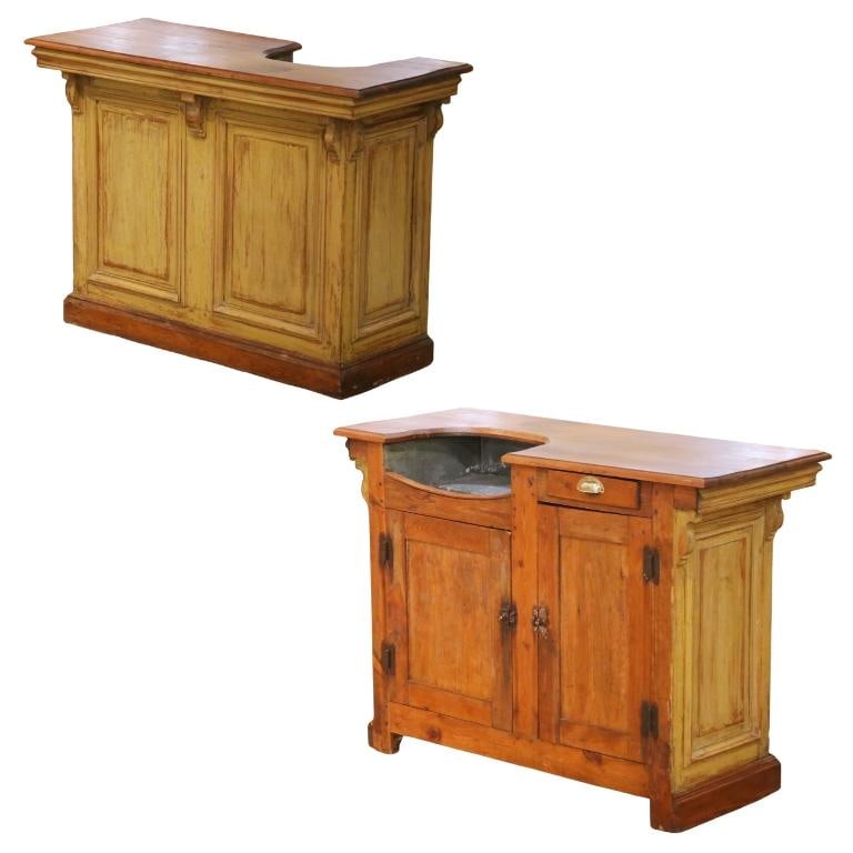 French Provincial Pine Bar With Original Zinc Liner From Normandy Circa 1870: French Provincial Pine Bar With Original Zinc Liner From Normandy Circa 1870 This authentic 19th-century French Provincial bar from Normandy, crafted circa 1870, is constructed from solid pine and fea