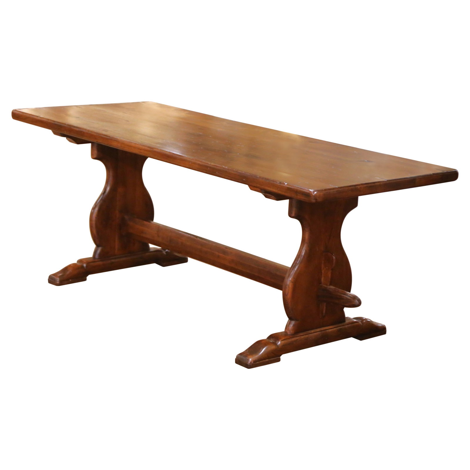 Antique 19th Century French Elm Trestle Farm Table Louis XIII Style: Antique 19th Century French Elm Trestle Farm Table Louis XIII Style This exquisite 19th-century French elm refectory farm table, crafted around 1880, showcases the timeless elegance of the Louis XIII 