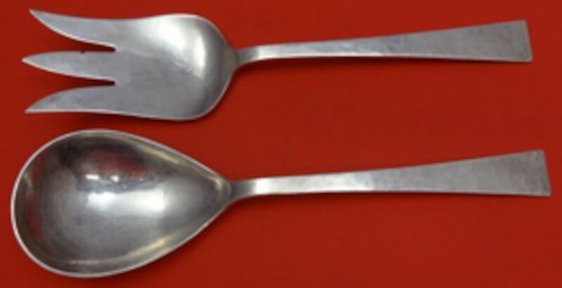 Allan Adler Starlit Sterling Silver 10 Salad Serving Set: Allan Adler Starlit Sterling Silver 10 Salad Serving Set Enhance your dining experience with this exquisite Starlit Salad Serving Set by Allan Adler, crafted from high-quality sterling silver. Each pi