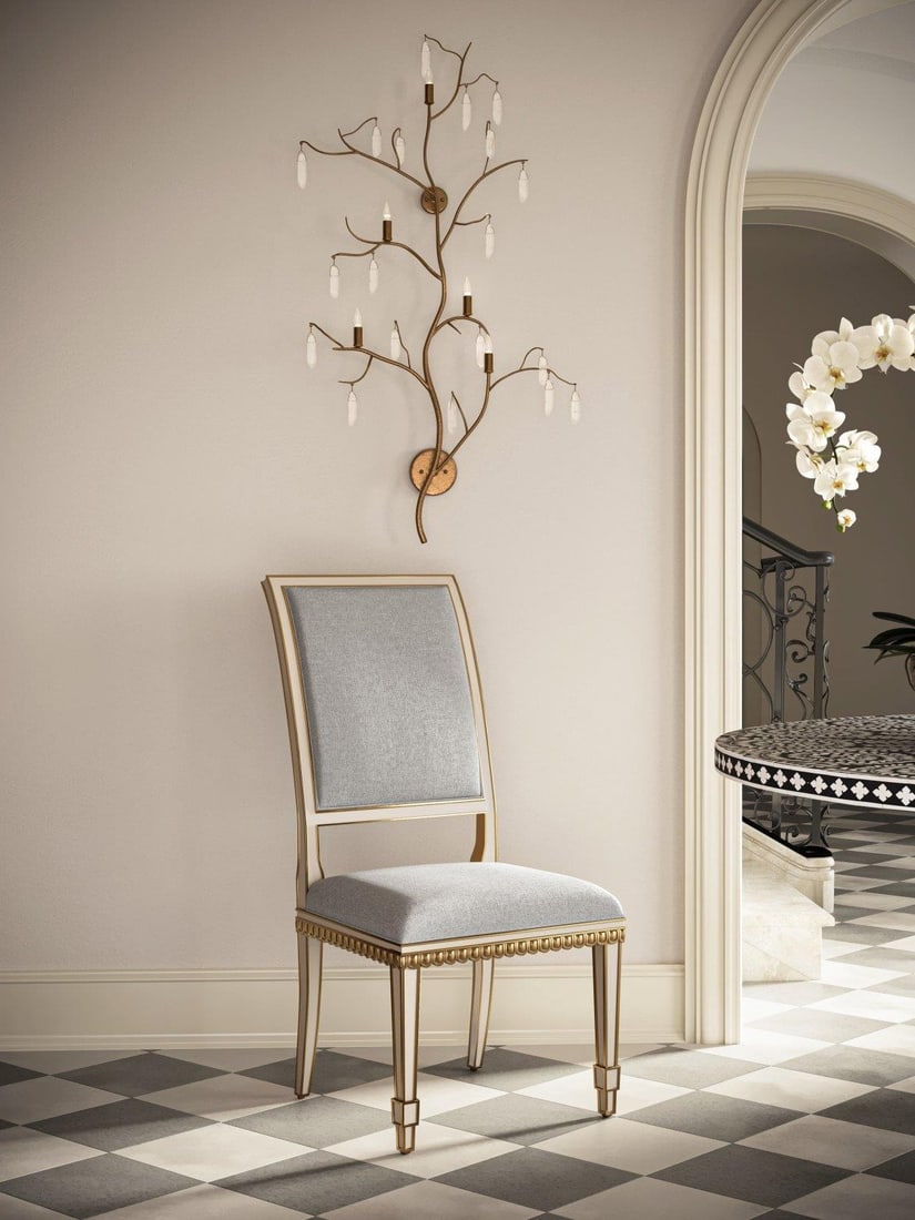 Currey Ines Chair Antique Style Swedish Gustavian Design Ivory Mixology: Currey Ines Chair Antique Style Swedish Gustavian Design Ivory Mixology Introducing the Elegant Ines Chair, a perfect blend of antique style accents and modern comfort. This chair features a stunning 