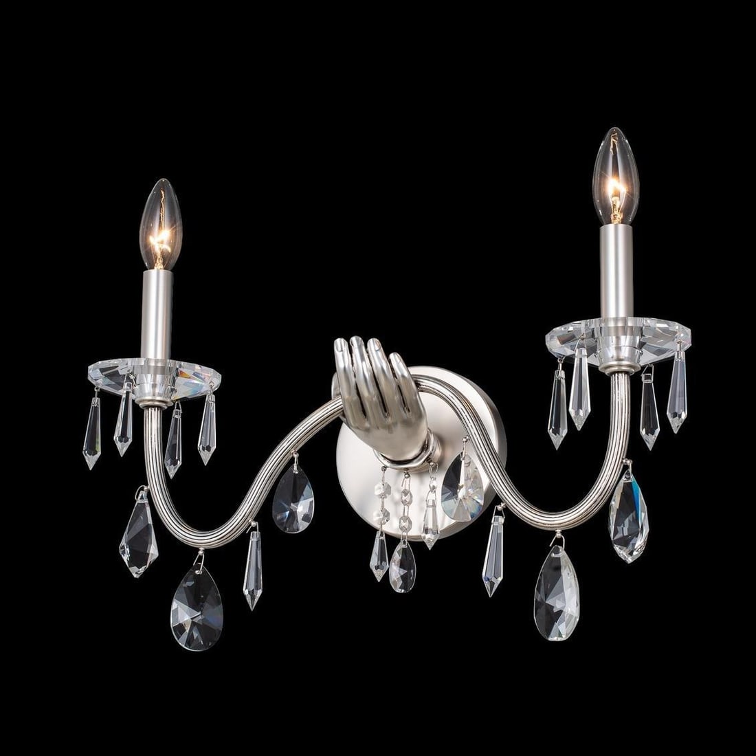 Kalco Venere 2-Light Dimmable Wall Sconce with Clear Firenze Crystal: Kalco Venere 2-Light Dimmable Wall Sconce with Clear Firenze Crystal Illuminate your space with the stunning Eclectic Venere Wall Sconce, a perfect blend of elegance and modern design. This exquisite 