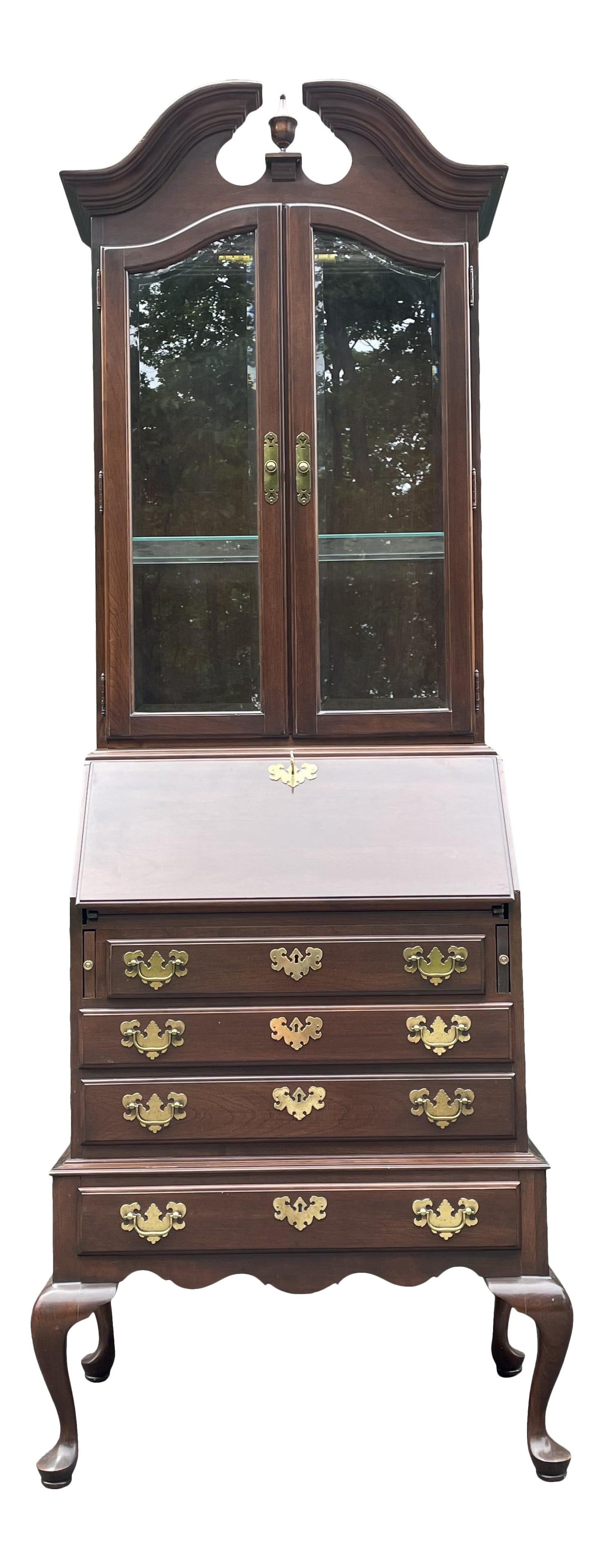 Ethan Allen Georgian Court Cherry Wood Secretary Desk Bookcase: Ethan Allen Georgian Court Cherry Wood Secretary Desk Bookcase This elegant solid cherry two-piece secretary desk bookcase from Ethan Allen's Georgian Court collection features beautifully dovetailed 