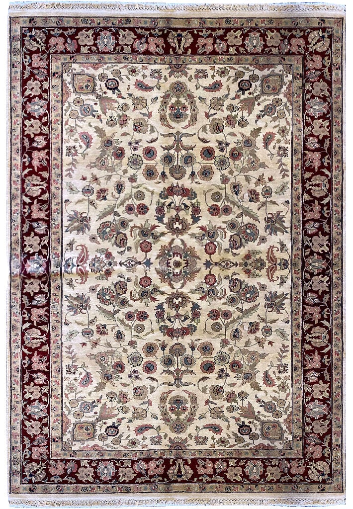 Jaipur Handmade Wool Rug 6.0 x 8.6 Elegant Design: Jaipur Handmade Wool Rug 6.0 x 8.6 Elegant Design Free continental US Shipping Enhance your living space with this exquisite 6.0 x 8.6 fine handmade Jaipur rug, crafted from dense and lustrous wool. I