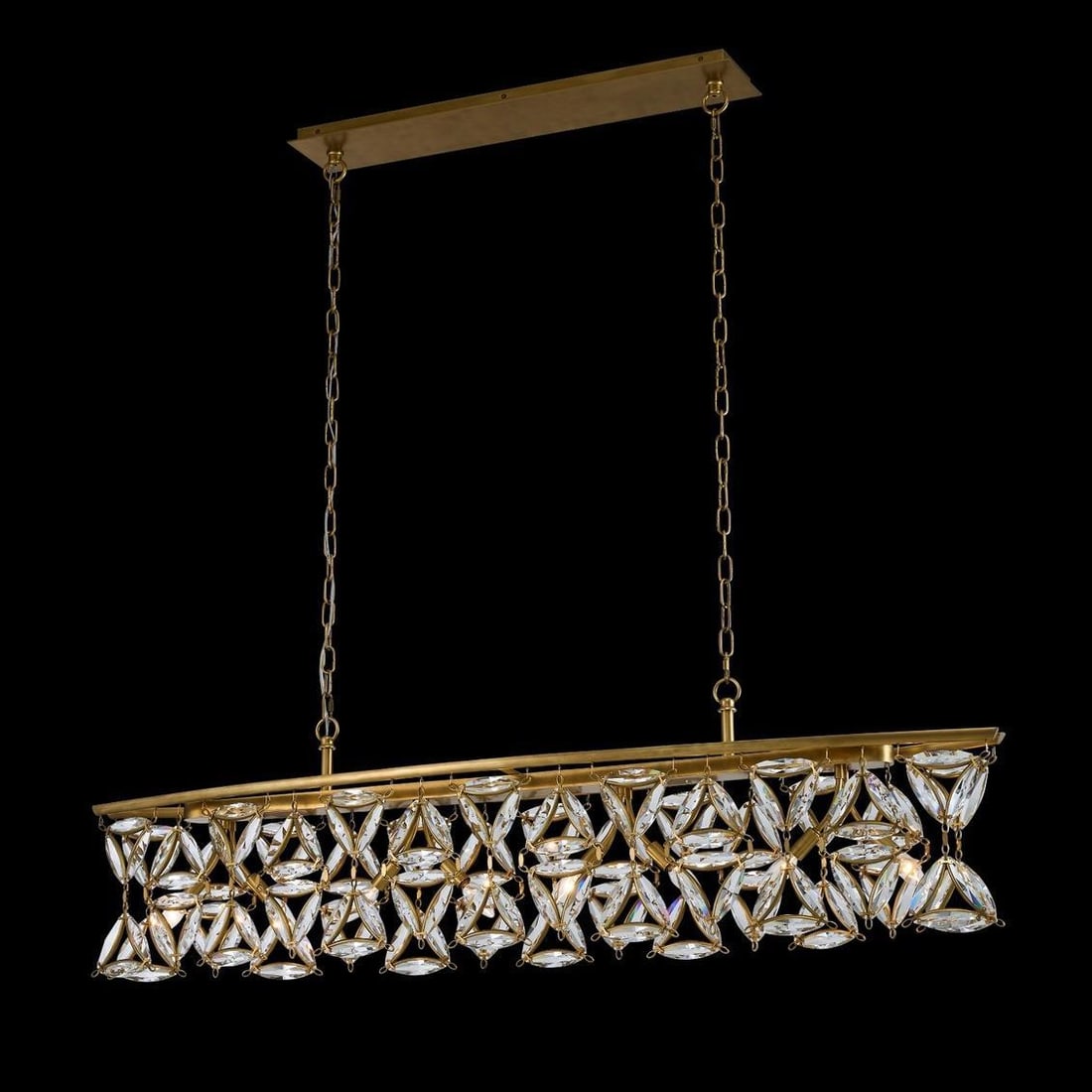 Kalco Brass Crystal Island Light 60 Inch Boho Chic: Kalco Brass Crystal Island Light 60 Inch Boho Chic Illuminate your space with this stunning Vintage Style Brass and Crystal Island Light, designed to bring a touch of elegance to your decor. Crafted i