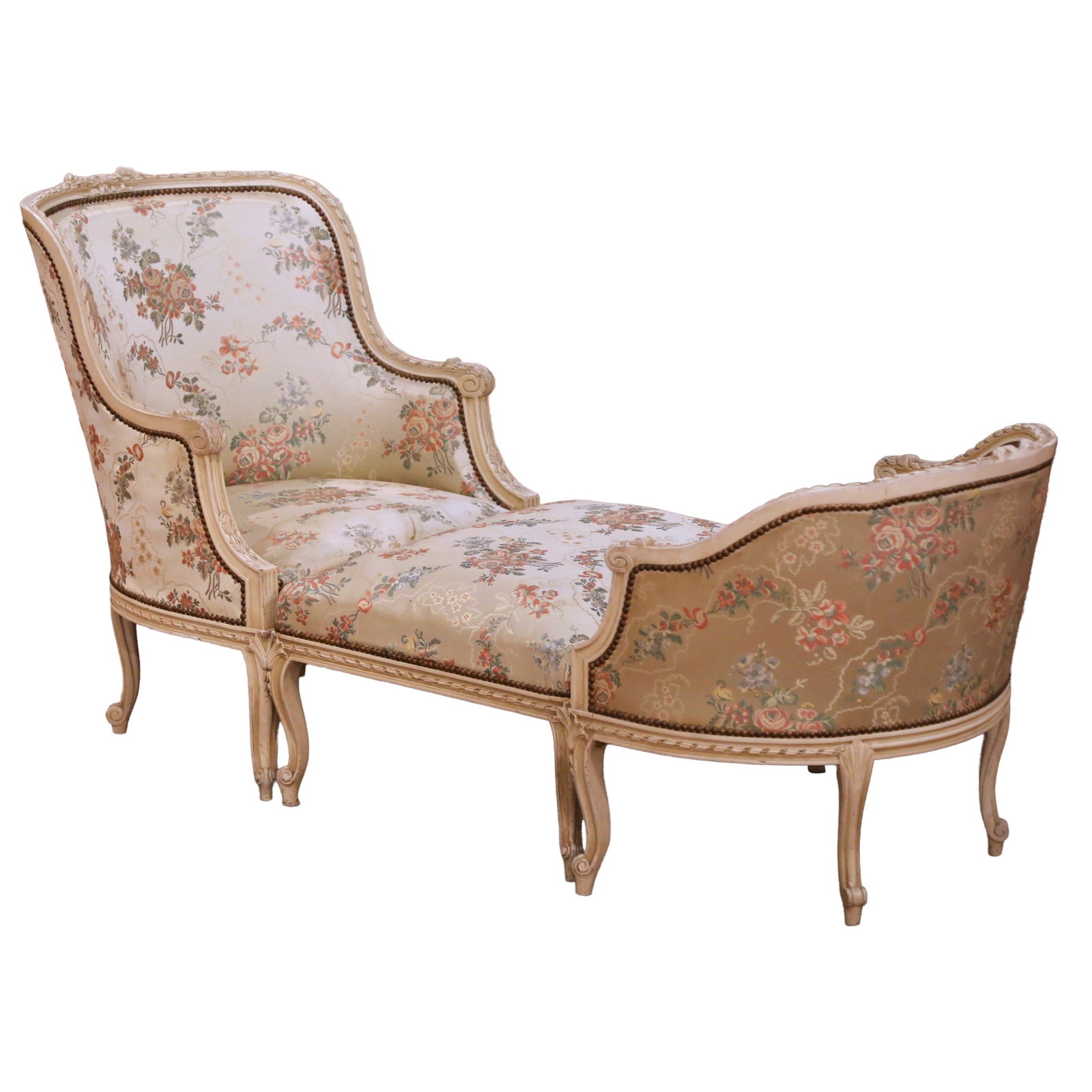 Set of Three French Louis XV Painted Walnut Duchesse Brisee Circa 1880: Set of Three French Louis XV Painted Walnut Duchesse Brisee Circa 1880 This late 19th century French Louis XV Provencal Duchesse Brisee, crafted circa 1880 in Provence, consists of three separate piec