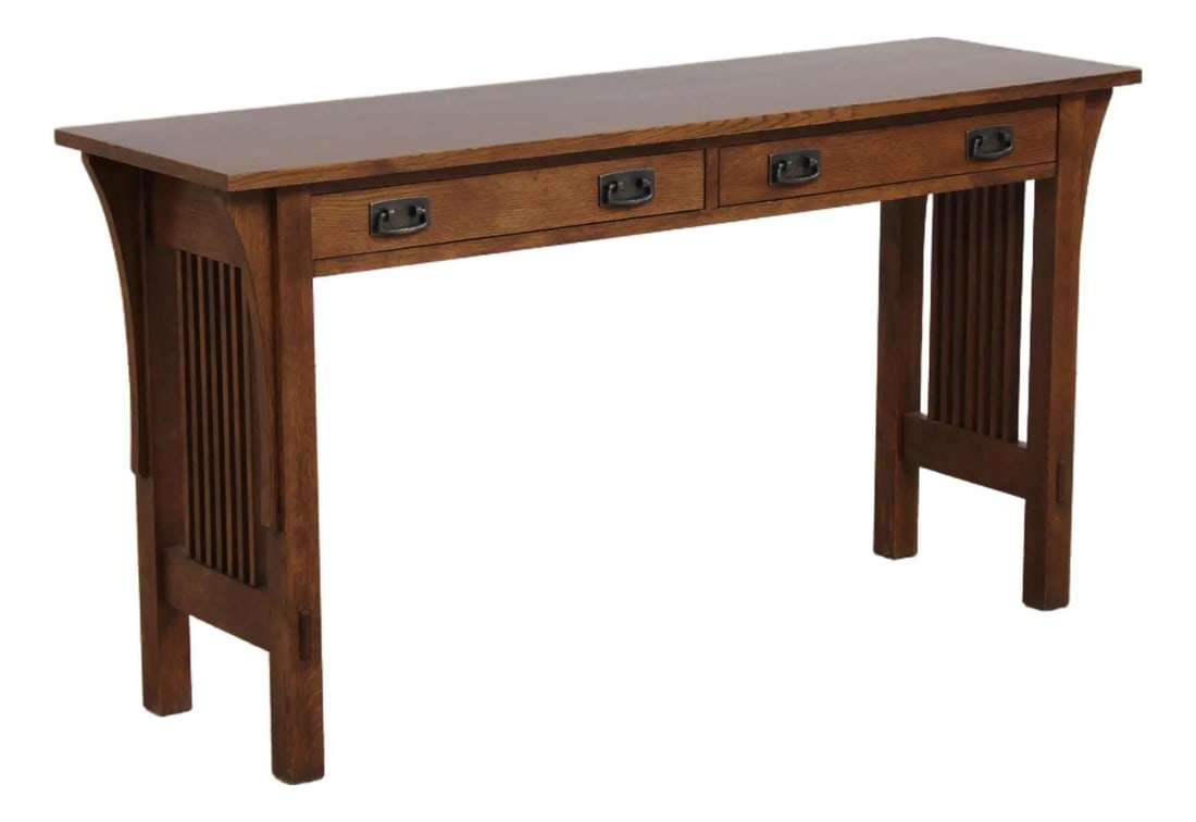 Mission Style Oak Console Table Model 89-857 With Dovetail Drawer (1 of 10)