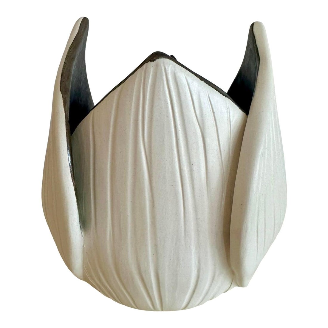 Handcrafted White Ceramic Vase with Botanical Texture and Slab Construction (1 of 5)