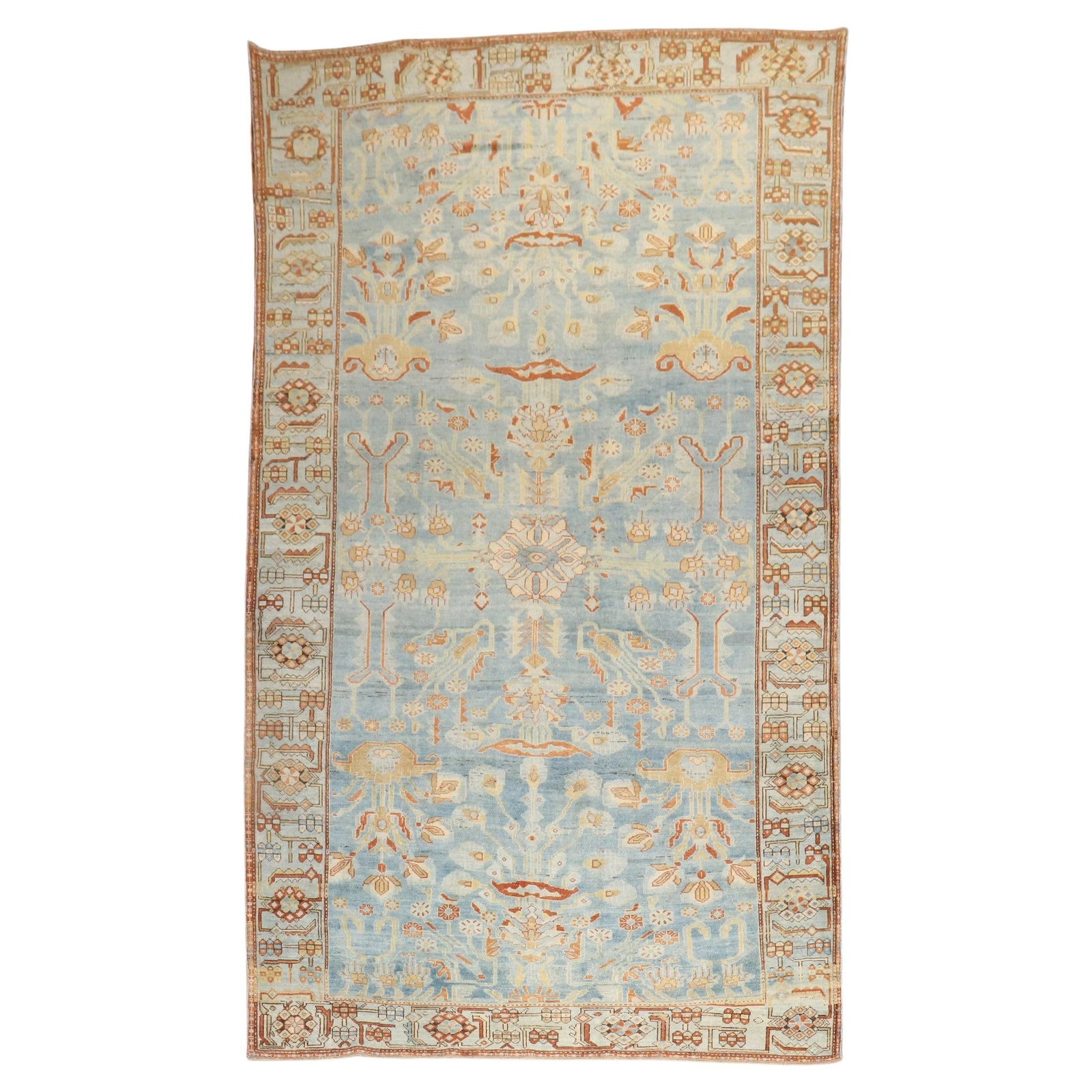 Zabihi Collection Sky Blue Antique Persian Malayer Rug 76 x 148 Hand-Knotted Wool Iran Circa 1920: Zabihi Collection Sky Blue Antique Persian Malayer Rug 76 x 148 Hand-Knotted Wool Iran Circa 1920 Discover the beauty of this Sky Blue Antique Persian Malayer Rug, a stunning piece from the early 20th