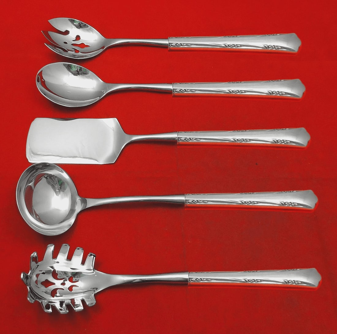Gorham Greenbrier Sterling Silver 5pc Hostess Serving Set Custom Made: Gorham Greenbrier Sterling Silver 5pc Hostess Serving Set Custom Made Enhance your dining experience with this exquisite Greenbrier by Gorham Sterling Silver Hostess Serving Set. This 5-piece set feat