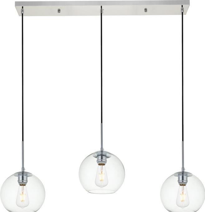 Elegant Lighting Baxter Pendant Light Chrome Clear Glass 8H x 36W: Elegant Lighting Baxter Pendant Light Chrome Clear Glass 8H x 36W Illuminate your space with the elegant and modern design of the Baxter Pendant Light. This stunning fixture features a combination of 