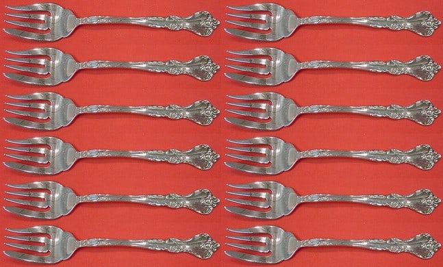 Savannah Sterling Silver Salad Forks Set of 12 by Reed & Barton: Savannah Sterling Silver Salad Forks Set of 12 by Reed & Barton Enhance your dining experience with this exquisite set of 12 salad forks in the Savannah pattern by Reed & Barton. Crafted from high-qua