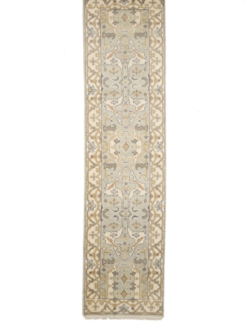Handmade Floral Design Oushak Runner Rug 2'6 x 10' Modern Wool: Handmade Floral Design Oushak Runner Rug 2'6 x 10' Modern Wool This exquisite Handmade Muted Oushak Oriental Runner Rug features a charming floral design, perfect for enhancing the aesthetics of your 