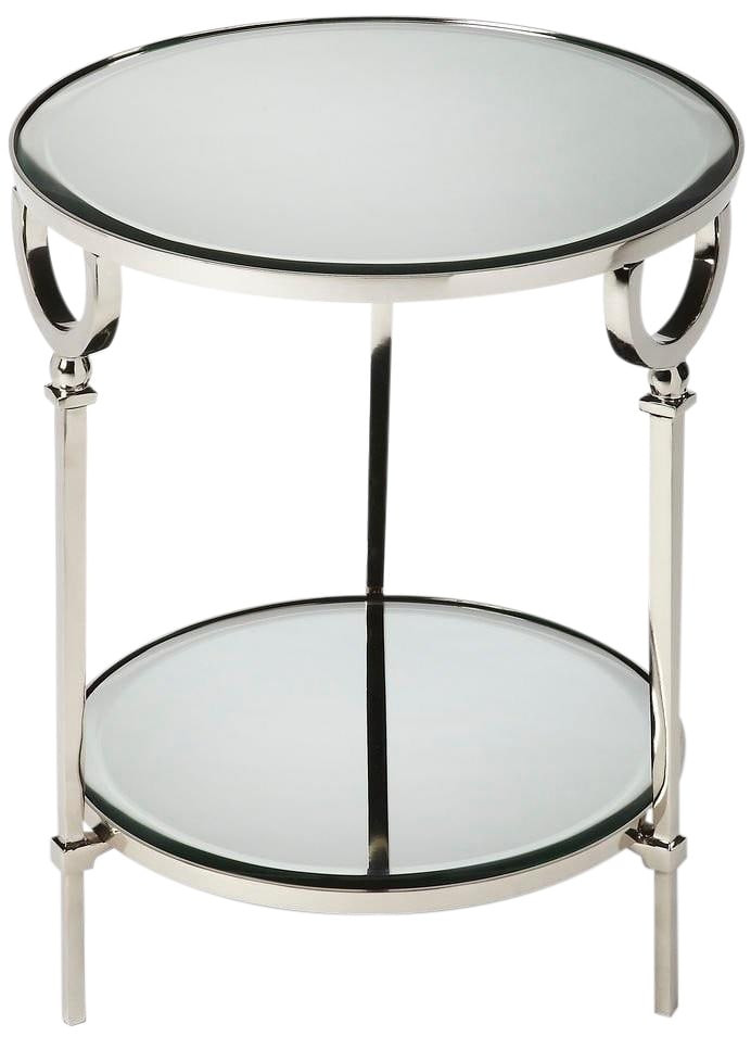 Butler Jolene Round Silver End Table Modern Design: Butler Jolene Round Silver End Table Modern Design Elevate your space with the Chic Silver Jolene End Table, a stunning addition to any modern decor. This stylish side table features a sleek round des