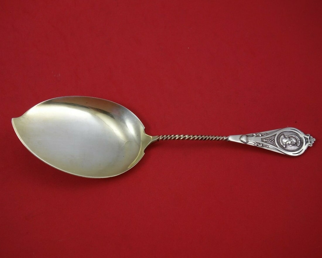 Albert Coles Medallion Sterling Silver Gold Washed Ice Cream Server 9 3/4": Albert Coles Medallion Sterling Silver Gold Washed Ice Cream Server 9 3/4" This exquisite ice cream server is crafted from sterling silver and features the elegant Medallion pattern by Albert Coles. M