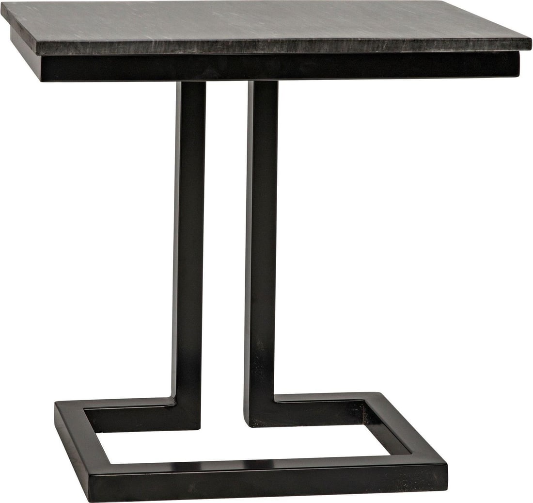 Alonzo Industrial Side Table Matte Black Night Snow Marble (1 of 8)