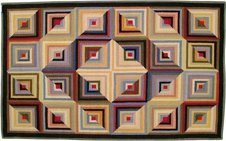 Log Cabin 4x6 Wool Rug Early American Style Vibrant Colors (1 of 1)