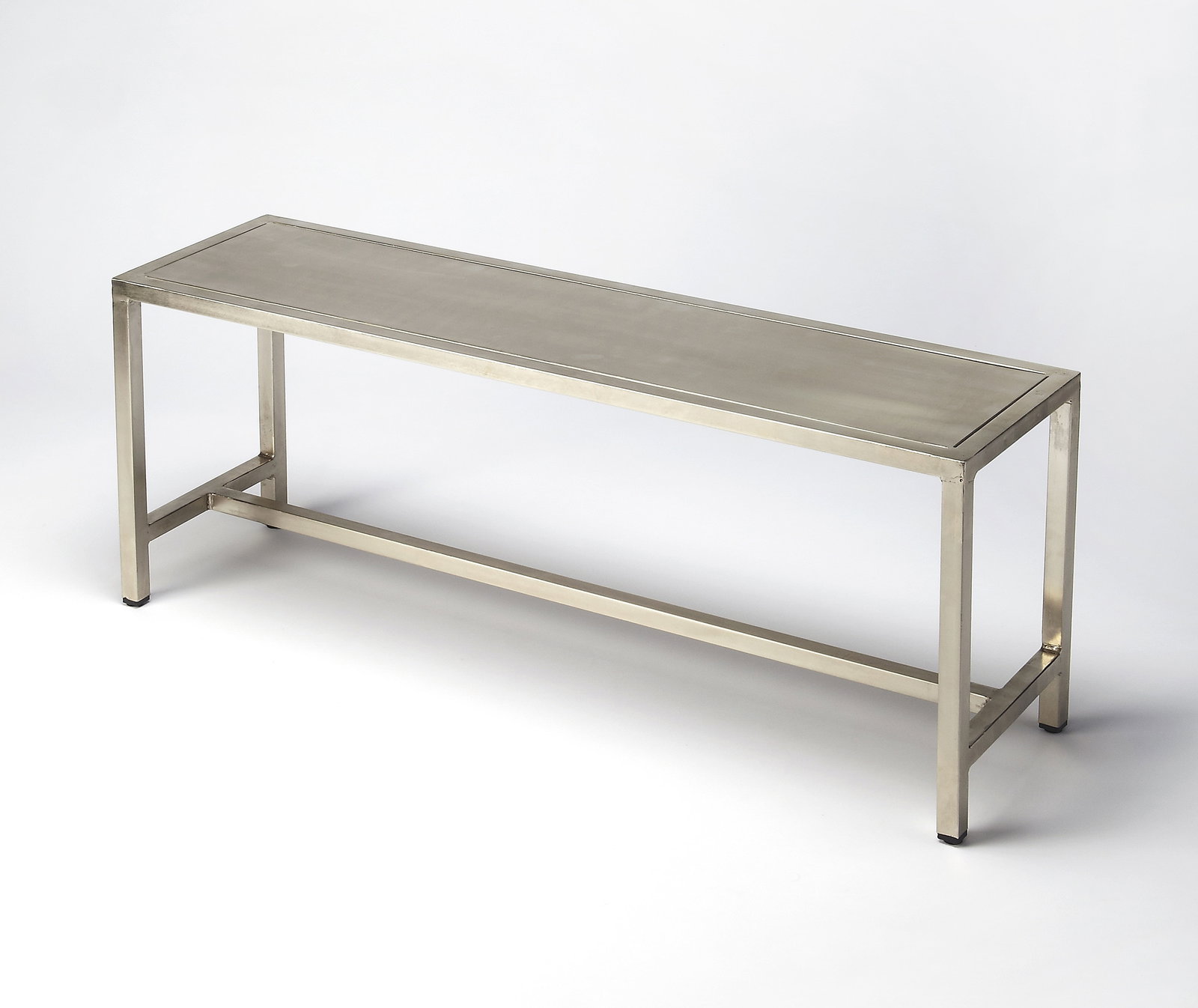 Butler Contemporary Brass Iron Entryway Bench Rectangular Design: Butler Contemporary Brass Iron Entryway Bench Rectangular Design This sleek contemporary bench is perfect for enhancing entryways with its modern design. Crafted from a combination of brass and iron, 