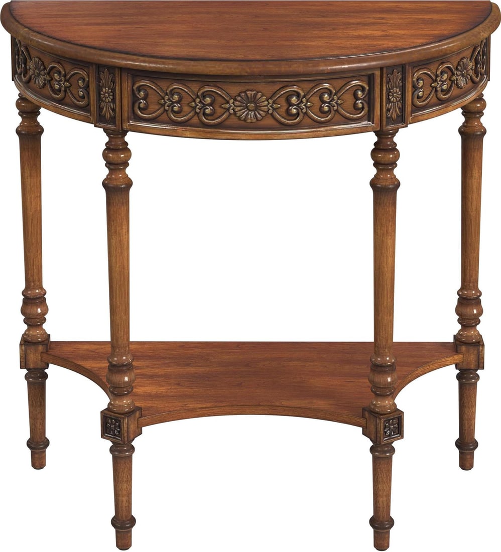Danelle Console Table with Cherry Brown Finish by Butler: Danelle Console Table with Cherry Brown Finish by Butler This Danelle console table features an English traditional style with an antique cherry brown finish. Crafted from cherry veneer, MDF, poplar, 