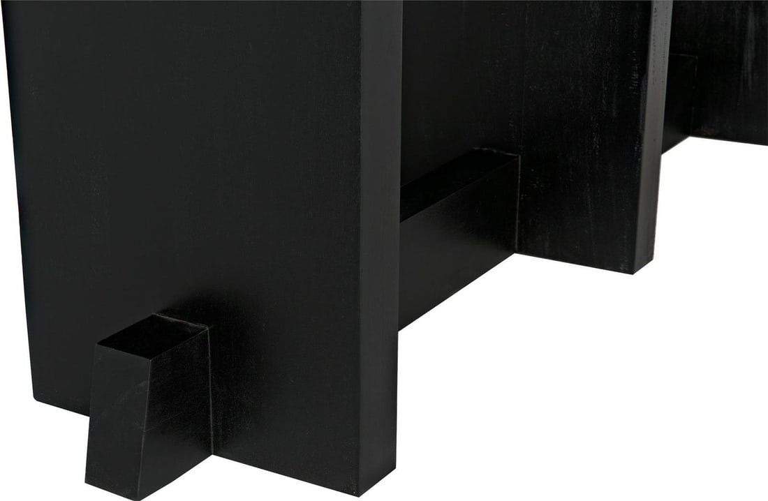 Noir Ando Console Table Hand-Rubbed Black Finish Mahogany: Noir Ando Console Table Hand-Rubbed Black Finish Mahogany Introducing the Elegant Mahogany Console Table from the Ando Collection by Noir. This exquisite piece combines a classic English Traditional s