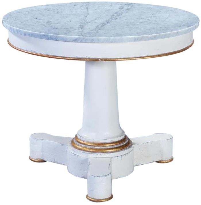 Julian Collection Regency Marble Center Table White with Gold Accents: Julian Collection Regency Marble Center Table White with Gold Accents The Julian Collection Marble Center Table is a stunning piece that combines vintage charm with modern functionality. This new tabl