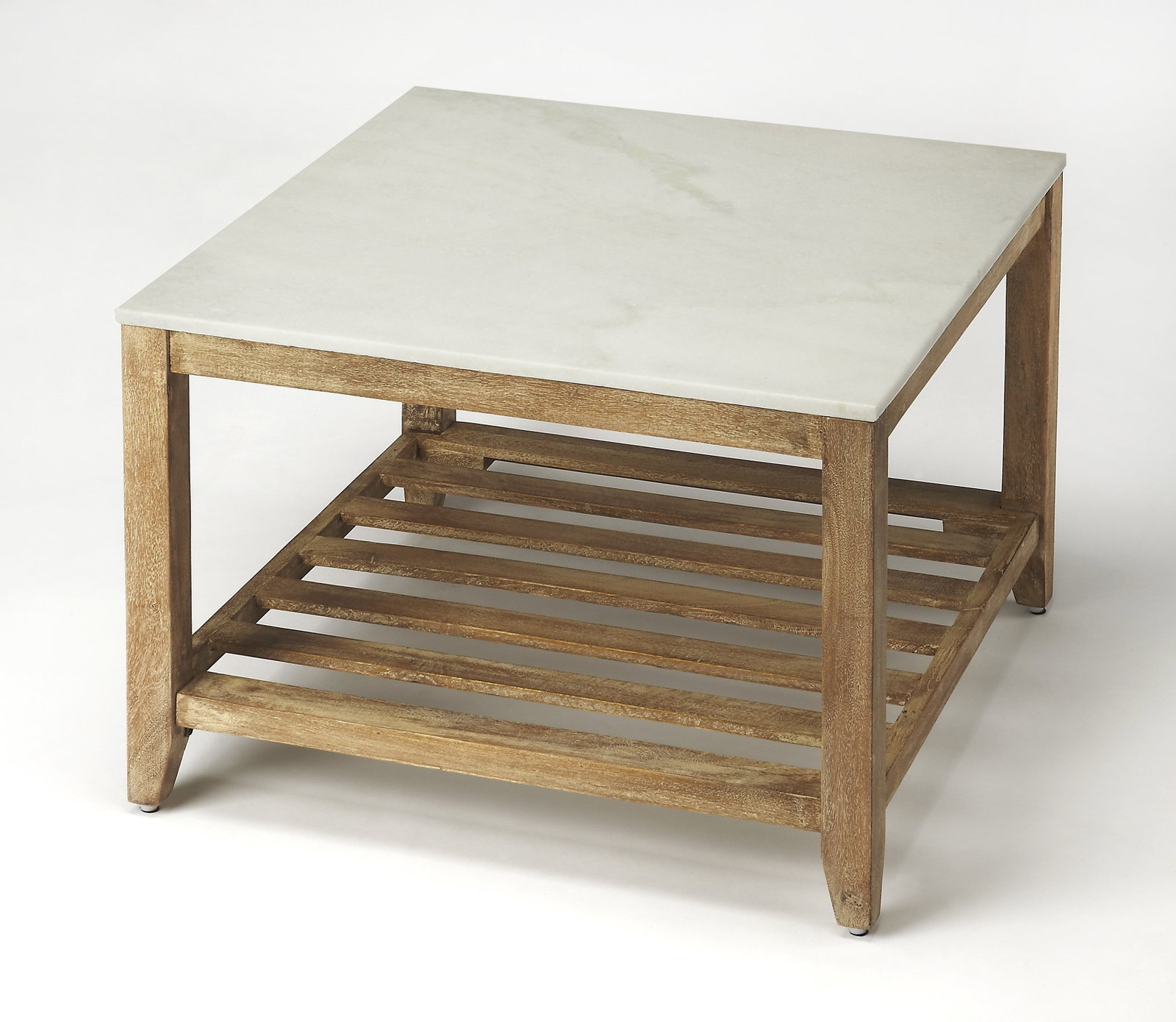 Square Mango Wood and Marble Brayden Bunching Coffee Table Rustic Modern: Square Mango Wood and Marble Brayden Bunching Coffee Table Rustic Modern This elegant coffee table features a square design crafted from natural mango wood with a light brown finish and a marble top. 