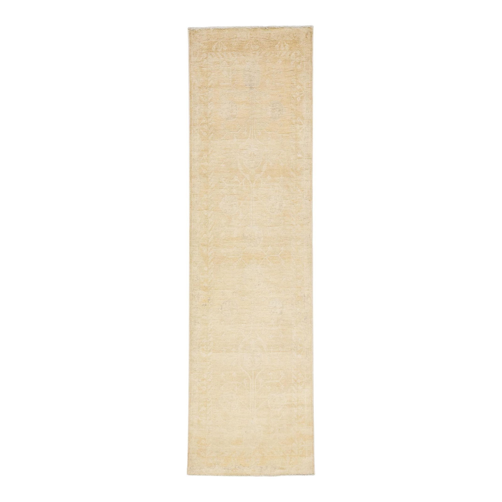 Modern Paki Peshawar Beige Wool Runner 2'8" x 9'9" Medallion Design (1 of 7)