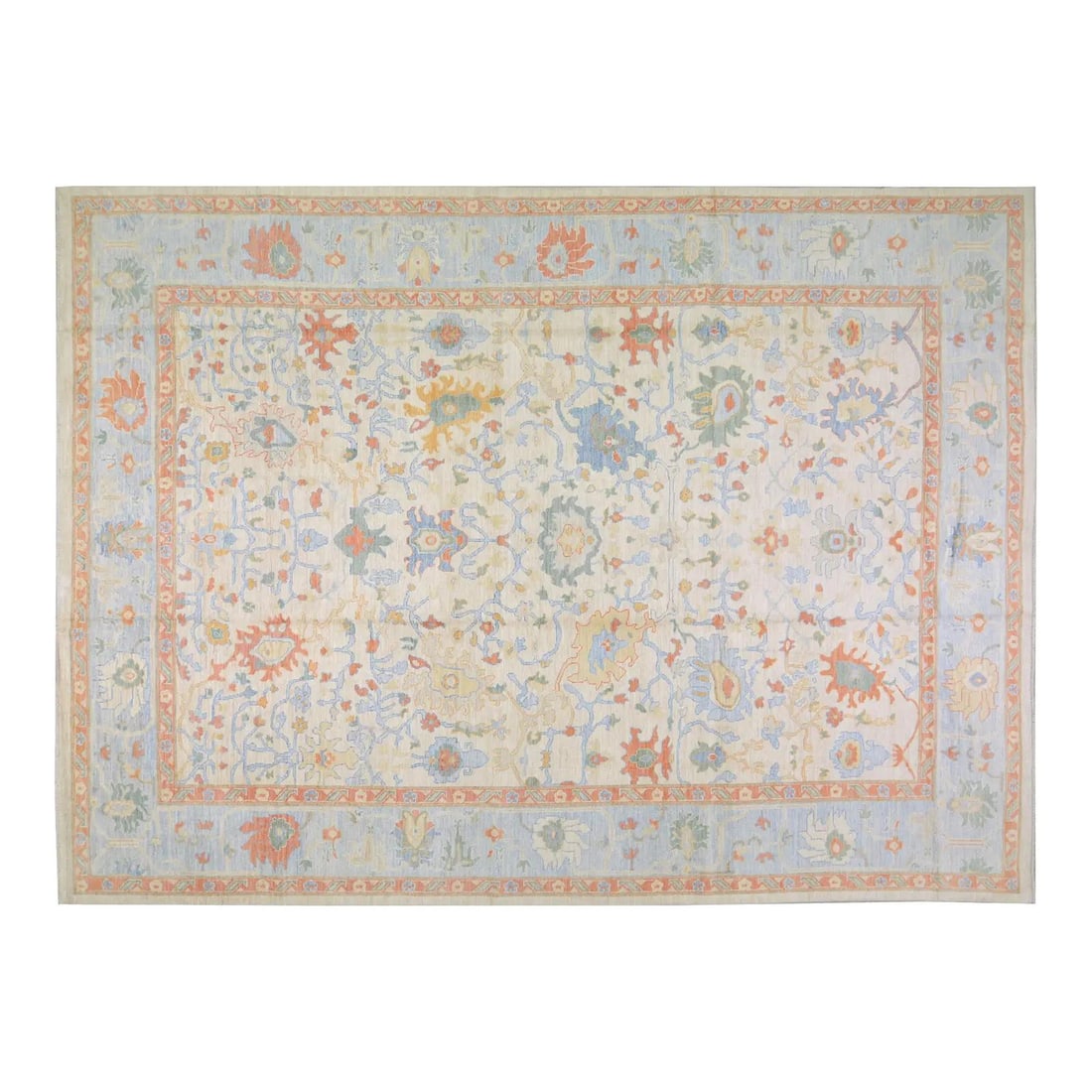 Handcrafted Wool Oushak Area Rug Gray 12'2 x 13'9 Turkish Design: Handcrafted Wool Oushak Area Rug Gray 12'2 x 13'9 Turkish Design This Turkish Oushak rug is hand-knotted from high-quality wool, showcasing traditional craftsmanship combined with modern design sensib