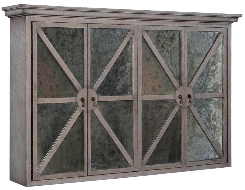 Anna Transitional TV Cabinet with Mirror Accents Greige Finish (1 of 3)