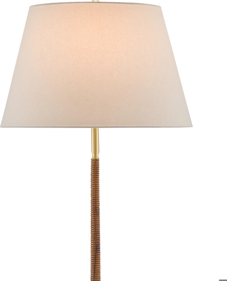 Currey Circus Traditional Brass Floor Lamp 66.5H with Linen Shade: Currey Circus Traditional Brass Floor Lamp 66.5H with Linen Shade Illuminate your space with this elegant traditional floor lamp, featuring beautiful brass accents. Standing at 66.50 inches tall, this