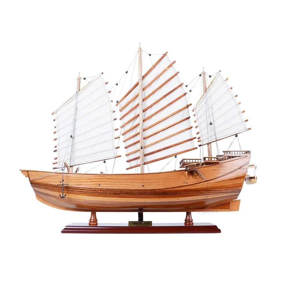 Beautiful 27 Inch Chinese Junk Wooden Ship Model Display: Beautiful 27 Inch Chinese Junk Wooden Ship Model Display This exquisite 27-inch Chinese Junk model is crafted from high-quality wood, showcasing intricate details that celebrate traditional shipbuildi