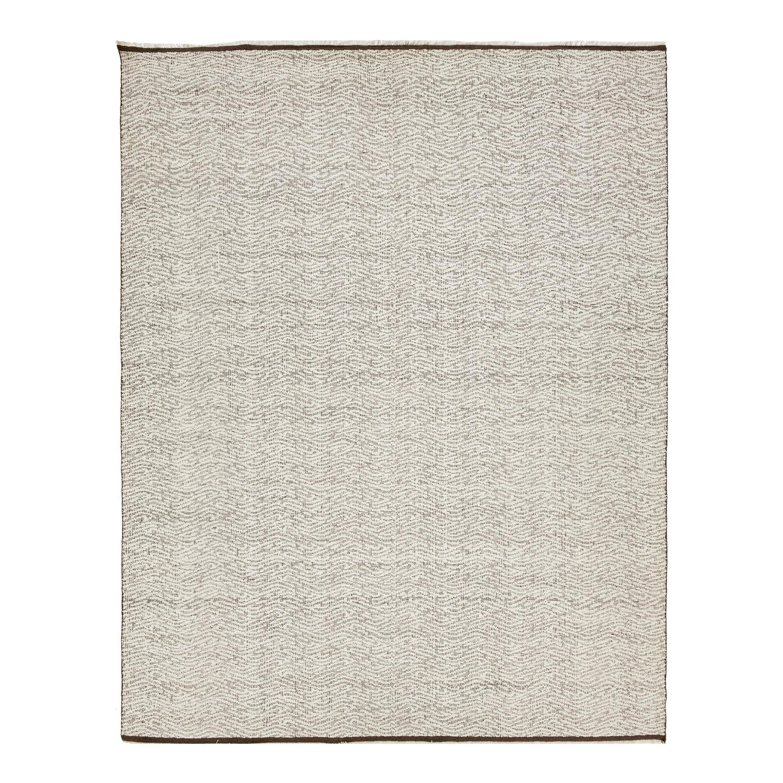 Organic Modern Wool Rug 12 x 15 Brown Ivory Flatweave: Organic Modern Wool Rug 12 x 15 Brown Ivory Flatweave Elevate your space with this exquisite Organic Modern Flatweave Wool Rug, featuring a harmonious blend of brown and ivory in a stylish Kilim desig