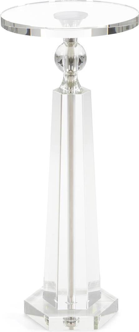 John-Richard Crystal Globe Martini Table 26.25H: John-Richard Crystal Globe Martini Table 26.25H Elevate your space with this sophisticated crystal globe martini table, crafted from stunning faceted crystal. With elegant dimensions of 26.25 inches i