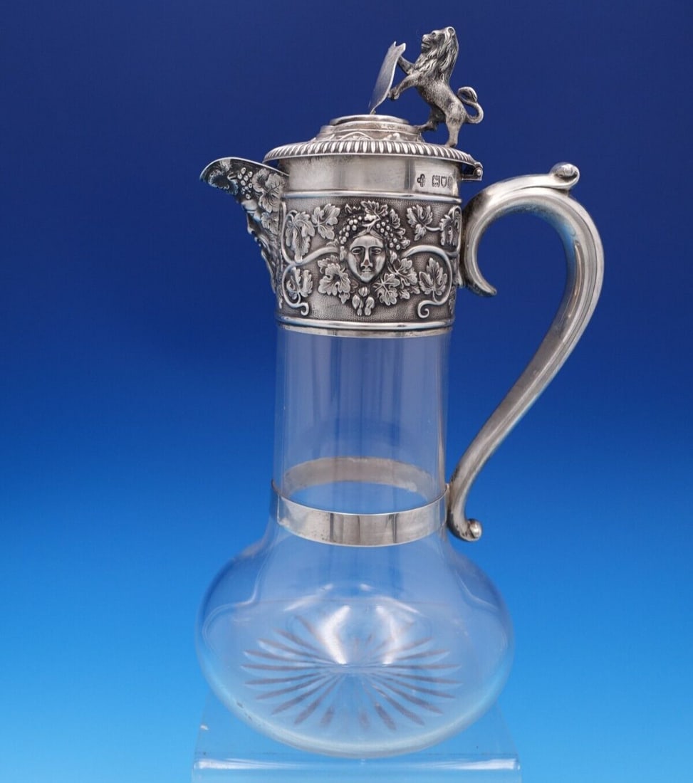Victorian Sterling Silver Claret Wine Decanter by Horace Woodward & Co: Victorian Sterling Silver Claret Wine Decanter by Horace Woodward & Co This exquisite English Victorian claret wine decanter pitcher is crafted by Horace Woodward & Co., dating back to approximately 1