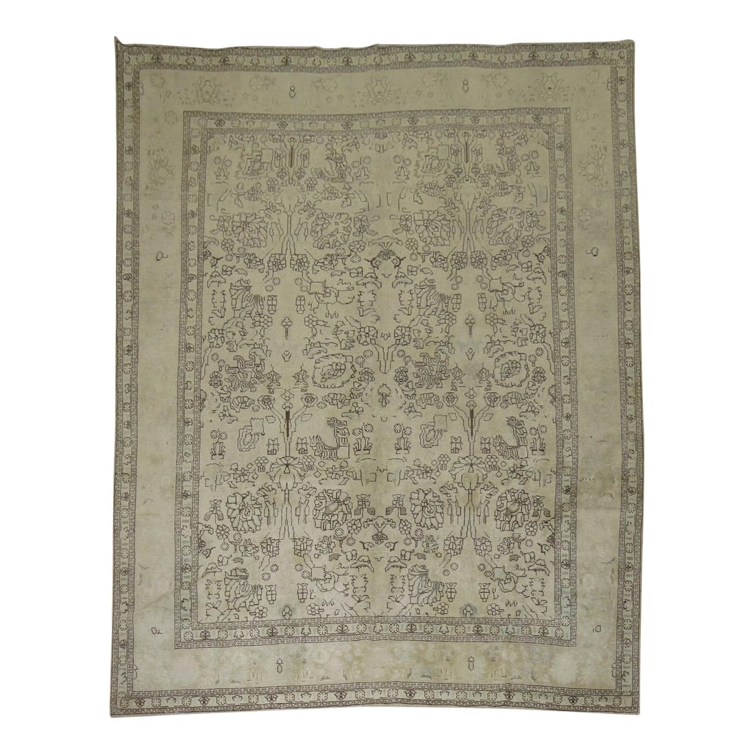 Mid-20th Century Persian Tabriz Hand-Knotted Wool Rug 9'5" x 12'6": Mid-20th Century Persian Tabriz Hand-Knotted Wool Rug 9'5" x 12'6" Discover the exquisite beauty of this mid-20th-century Persian Tabriz rug, showcasing an all-over floral pattern in rich brown and gr