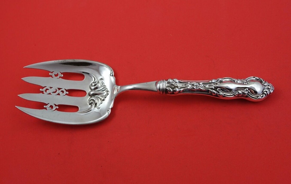 Wendell Lombardy Sterling Silver 9 Inch Asparagus Fork Pierced Design: Wendell Lombardy Sterling Silver 9 Inch Asparagus Fork Pierced Design This exquisite asparagus fork, part of the Lombardy pattern by Wendell, showcases elegant craftsmanship in sterling silver. The ho