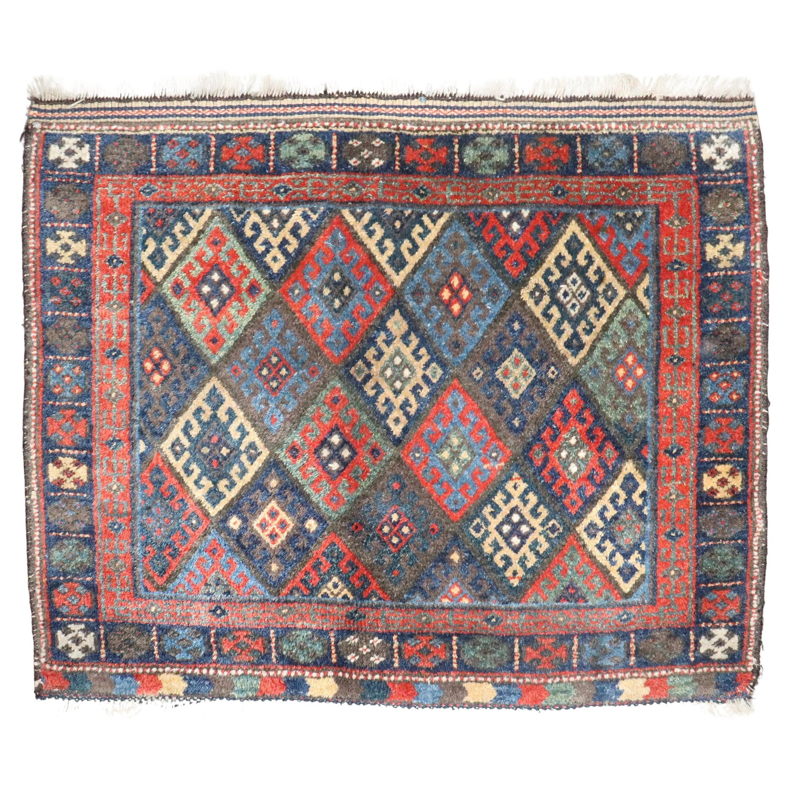 Antique Early 20th Century Jaff Kurd Bagface Rug 29 x 39 Iran Wool: Antique Early 20th Century Jaff Kurd Bagface Rug 29 x 39 Iran Wool This stunning early 20th-century Jaff Kurd Bagface rug showcases a vibrant tribal design, crafted from high-quality wool. Measuring 2