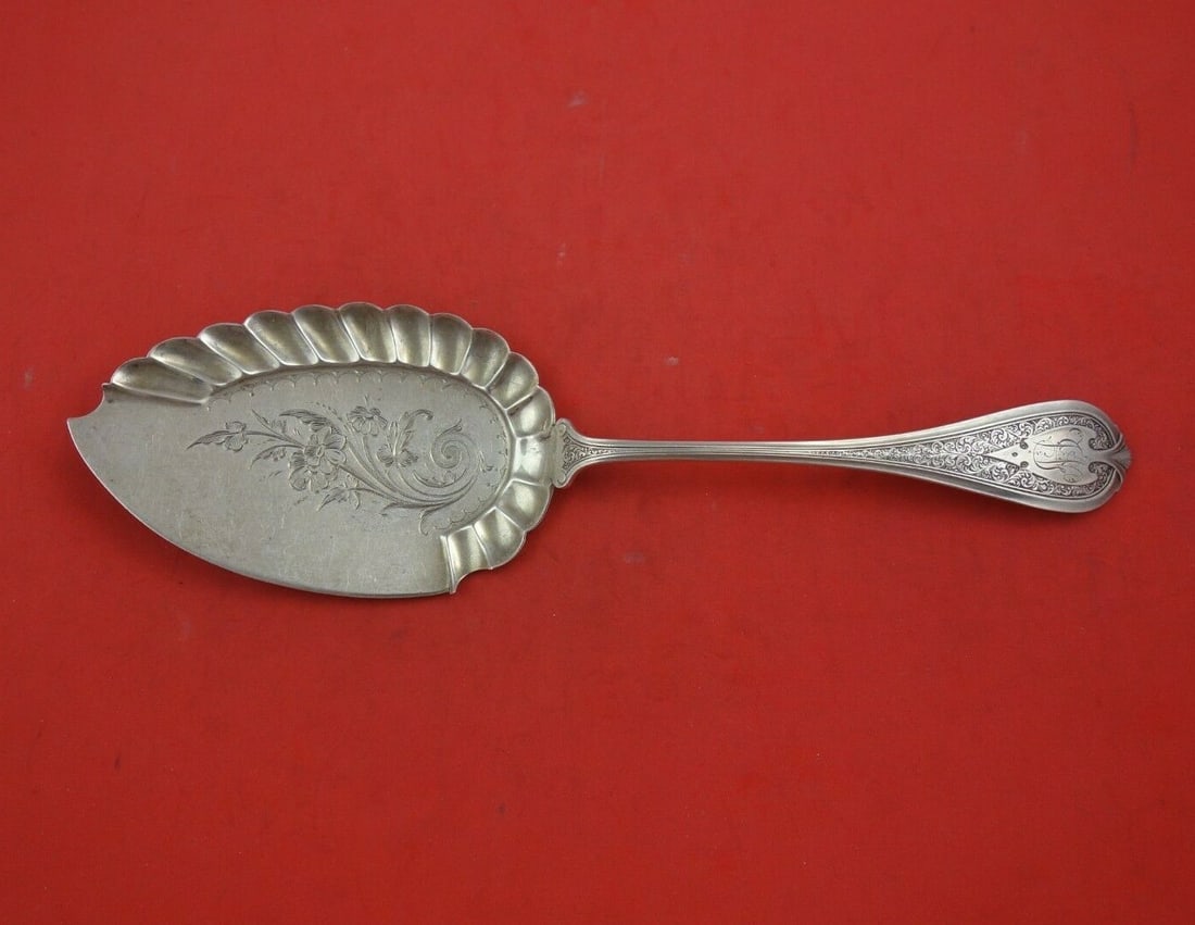 Wendt Florentine Sterling Silver Pie Server 10 Bright-Cut: Wendt Florentine Sterling Silver Pie Server 10 Bright-Cut This exquisite pie server, crafted in the Florentine pattern by Wendt, showcases an elegant bright-cut design. Made entirely of sterling silve