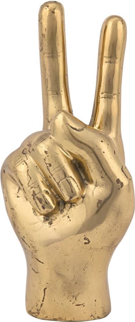 Mid-Century Modern Brass Peace Sign Sculpture by Noir: Mid-Century Modern Brass Peace Sign Sculpture by Noir Add a touch of sophistication to your decor with this striking Brass Peace Sign Sculpture. Crafted in a vintage style, this mid-century modern pie
