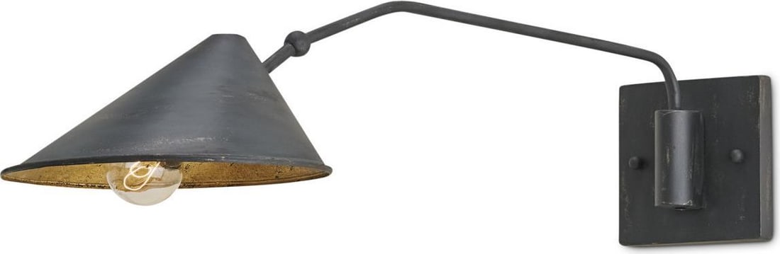 Currey Serpa Mid-Century Black Wall Sconce UL Listed Wrought Iron: Currey Serpa Mid-Century Black Wall Sconce UL Listed Wrought Iron Elevate your space with the Serpa Mid-Century Modern Black Wall Sconce, a striking lighting fixture that seamlessly blends vintage cha