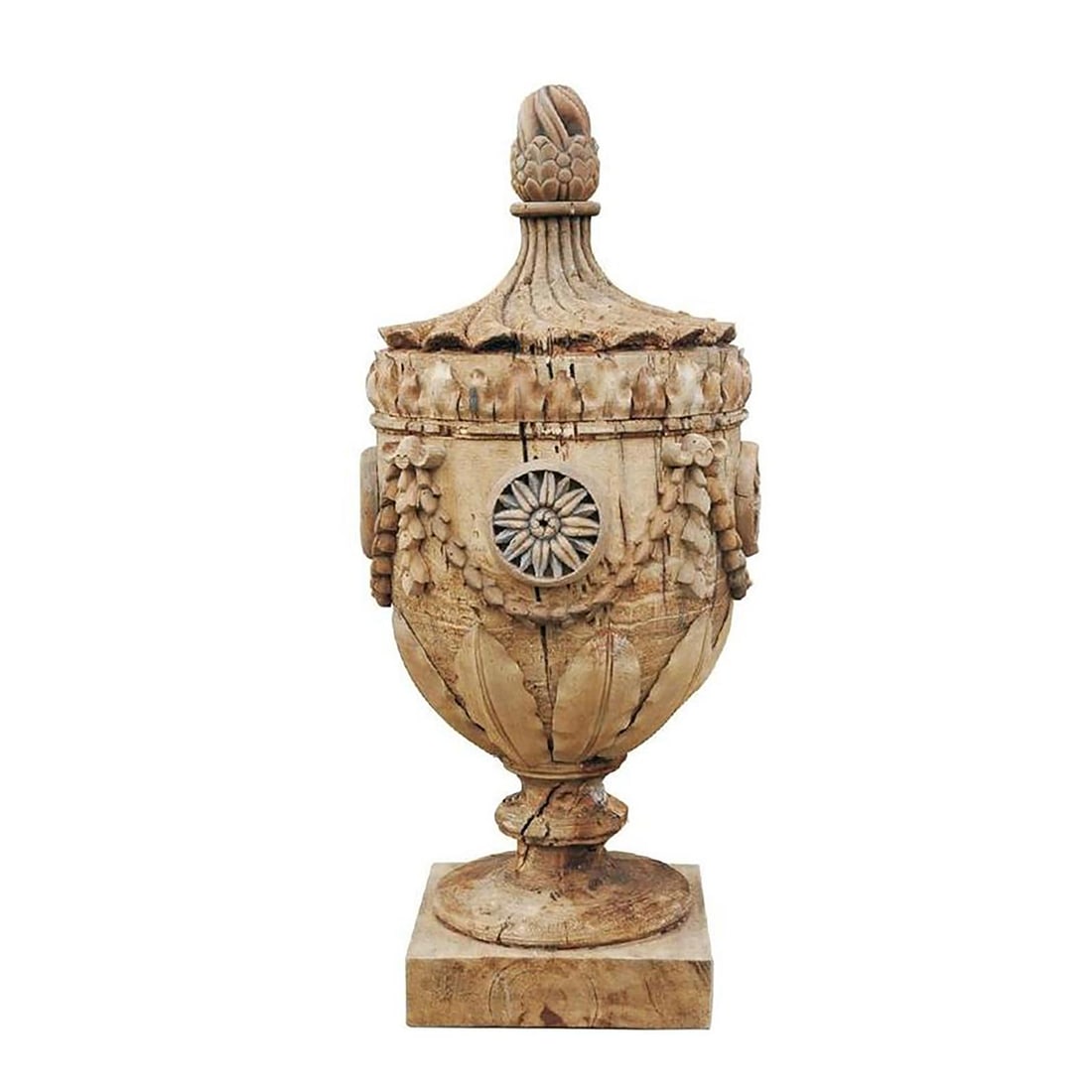 Neo-Classical Revival Beige Poplar Urn Finial by Zentique: Neo-Classical Revival Beige Poplar Urn Finial by Zentique Enhance your classic decor with this refined poplar urn finial, showcasing a beautiful beige finish. This elegant piece stands at 29 inches ta