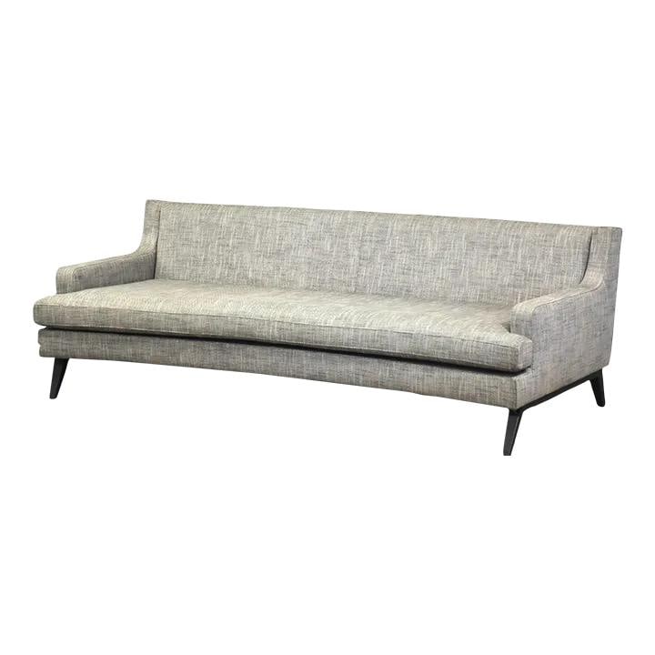 Ligne Roset Belem Triple Sofa Mid Century Modern Gray Fabric: Ligne Roset Belem Triple Sofa Mid Century Modern Gray Fabric Introducing the Ligne Roset Belem Triple Sofa, a stunning piece that embodies mid-century modern design. This elegant gray fabric sofa feat