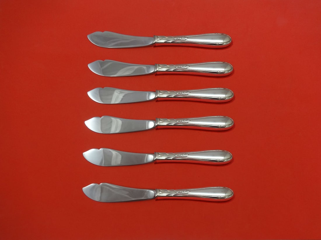 Oneida Heiress Sterling Silver Trout Knife Set 6pc Custom Made: Oneida Heiress Sterling Silver Trout Knife Set 6pc Custom Made This exquisite 6-piece Trout Knife Set features the elegant Heiress pattern by Oneida. Each knife is crafted from sterling silver with a 