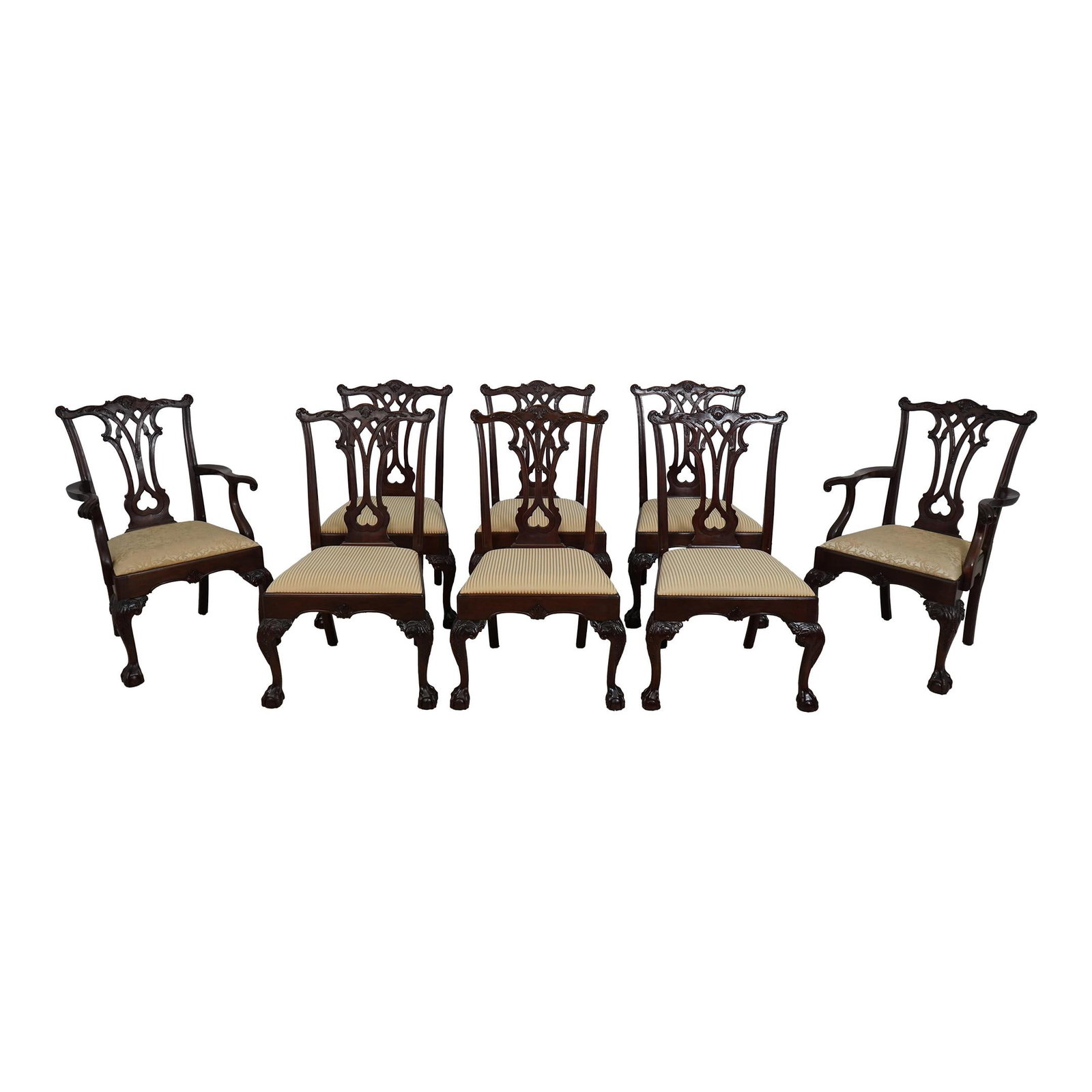 Elegant Set of 8 Stickley Mahogany Dining Chairs Chippendale Style: Elegant Set of 8 Stickley Mahogany Dining Chairs Chippendale Style This exquisite set of 8 Stickley Ball & Claw Mahogany Dining Room Chairs showcases timeless craftsmanship and elegant design. Crafted