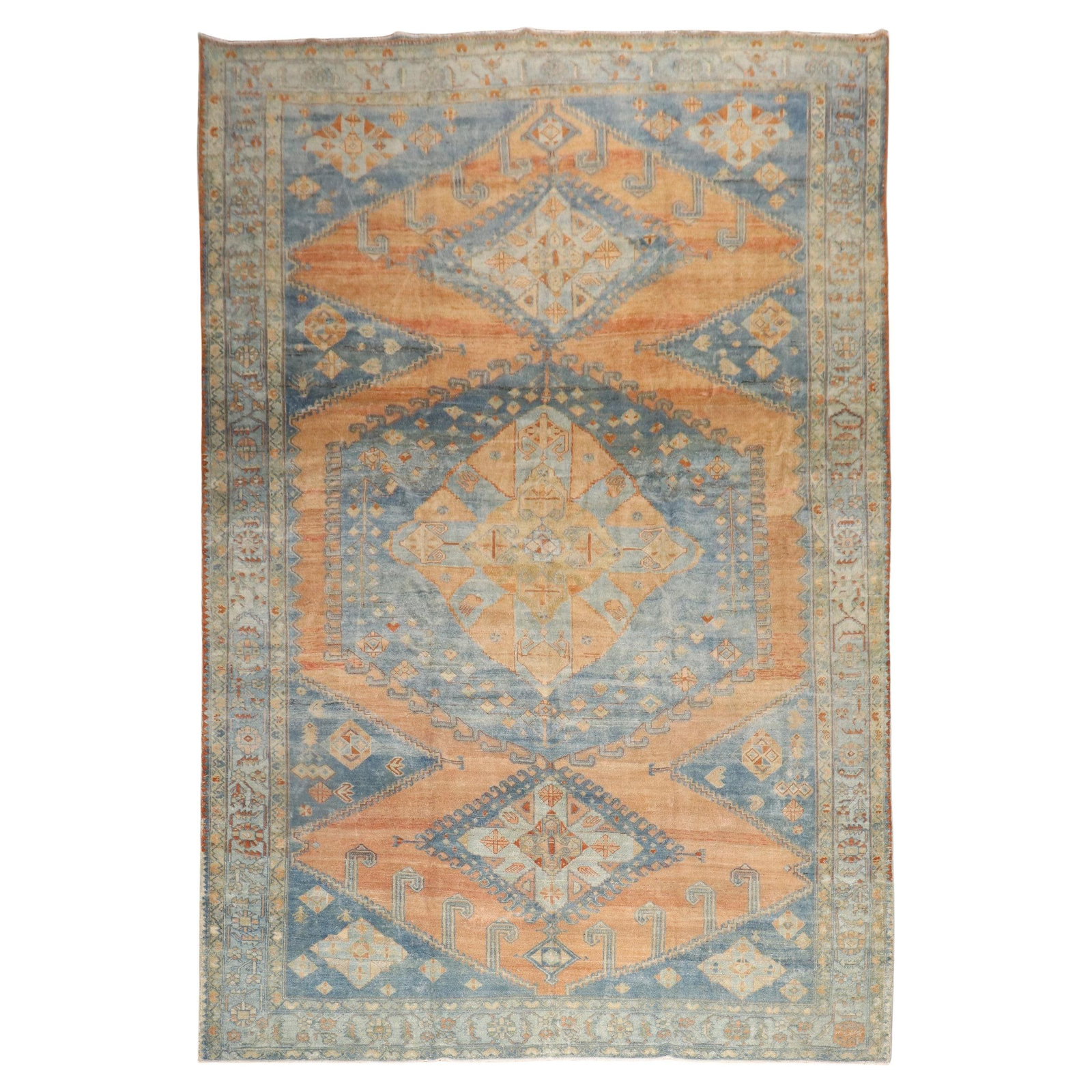 Zabihi Collection Persian Veece Tribal Hand-Woven Rug 107x156 in: Zabihi Collection Persian Veece Tribal Hand-Woven Rug 107x156 in Discover the beauty of this exquisite Persian Veece Tribal Rug from the Zabihi Collection. This stunning Tabriz-style rug features a ri