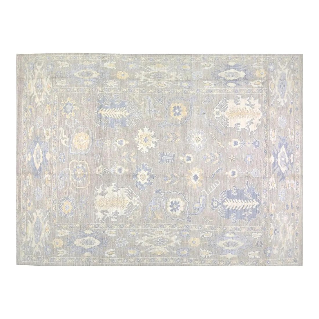 Stone Gray Wool Oushak Area Rug Hand Knotted 5'x6'8": Stone Gray Wool Oushak Area Rug Hand Knotted 5'x6'8" This Turkish Oushak rug is hand-knotted from wool using traditional techniques, combining classic craftsmanship with a modern design sensibility. I