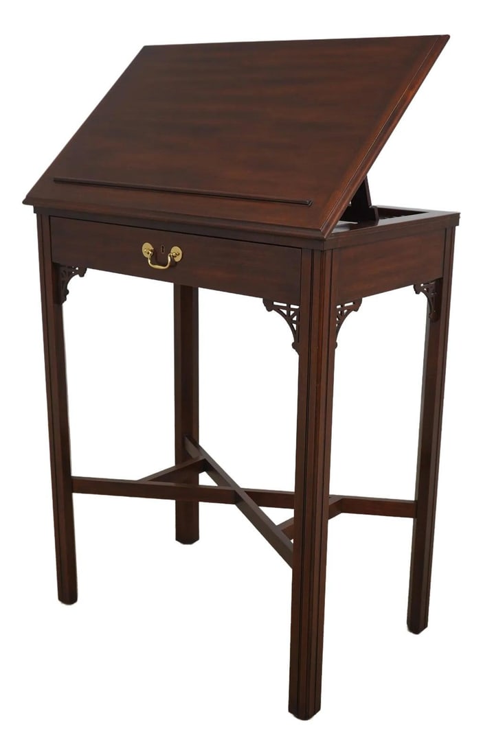Henkel Harris Thomas Jefferson Mahogany Architects Desk Chippendale Style: Henkel Harris Thomas Jefferson Mahogany Architects Desk Chippendale Style This exquisite Henkel Harris Mahogany Thomas Jefferson Architects Desk features a stunning Chippendale style design, crafted f